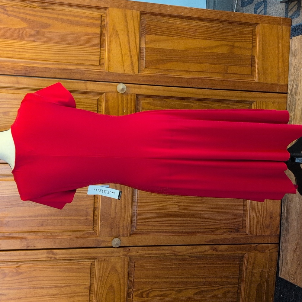 Perceptions Fit & Flare Faux Wrap Women's Red NWT M - Picture 7 of 9